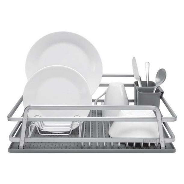 Ta Da 6697791 5.31 in. Aluminum & Silicone Dish Rack & Mat Set