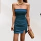 thumbnail image 3 of Vestido corto bandeau para mujer Y2k satén sin tirantes mini vestido flaco de regreso a casa, 3 of 6