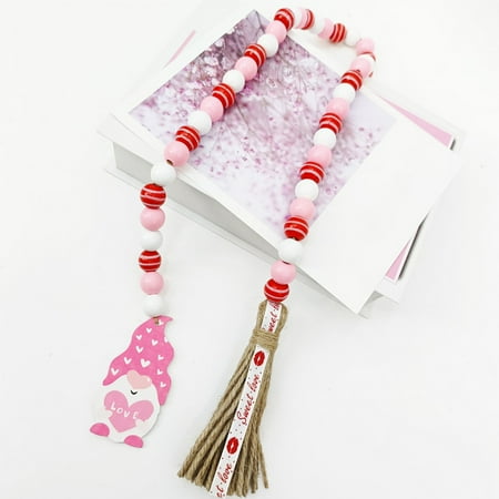 

WEPRO Heart Pendant Wooden Beads Valentine s Day Lucky Tassel Beads Pendant Party DIY Wood Beads