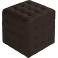 thumbnail image 2 of Cortesi Home Charli Tufted Cube Ottoman in 100% Genuine Leather, Brown, 2 of 8