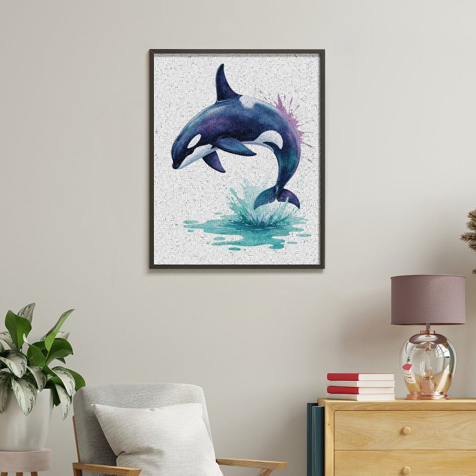 Paint by Numbers Kit for Adults, Orca Splash Art Watercolor Mood Paint by Numbers, Easy Paint by Numbers Kit for Adults Beginner, DIY Adult Paint by Number Kits on Canvas, 12x16in Home Decor