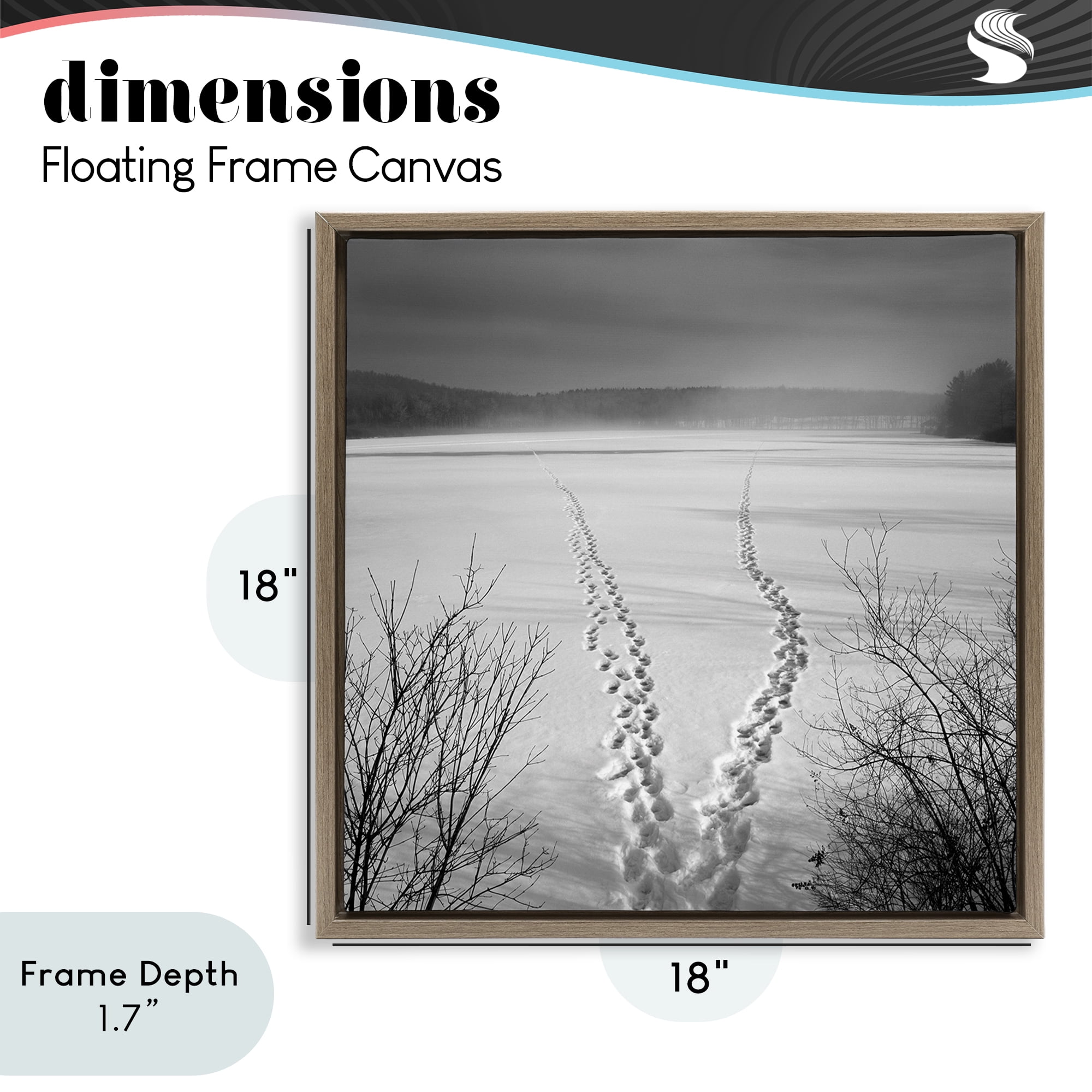 Stupell Industries Snowstep Tracks Across Frozen Lakes Brown Framed Floater Canvas Wall Art, design by Chip Forelli