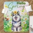 thumbnail image 4 of Alaskan Malamute Hello Spring Time Flower Floral Nature Cozy Sherpa Blanket Alaska Mal Dog Lovers Gifts Warm Soft Throw Blanket - 02031, 4 of 5
