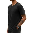 thumbnail image 3 of LANGWYQU Summer Short Sleeved Men Solid Color V-Neck Shirt Tops With Pocket, 3 of 5