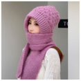 thumbnail image 1 of Gorro de punto cálido de moda para otoño e invierno, bufanda, gorro de lana integrado, gorro con protección para las orejas, 1 of 6