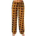 thumbnail image 1 of Pantalones afelpados Gibobby para mujer sueltos con cordón a cuadros simples de otoño e invierno Anaranjado XL, 1 of 4