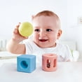 thumbnail image 3 of Hape: Geometric Rattle Trio - 3pc Teething & Shake Toy, Rice Material, Safe To Chew, Soft Pastel Colors, Ball-Rattle-Lense, Baby & Infant Ages 0mo+, 3 of 7
