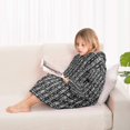 thumbnail image 3 of Baseballs Quotes Black Pattern Flannel Blanket Hoodies for Teens ,Teens Oversize Sherpa Wearable Hooded Blanket Sweatshirt with Super Pockets, 3 of 6