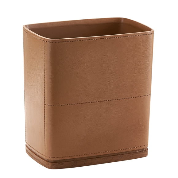 Polytree Bathroom Trash Can 1.8 Gallon(7 Liter) Small Kitchen Garbage Can,Decor Wastebasket for Bedroom Office,Brown (Resin-