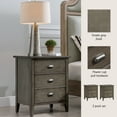 thumbnail image 3 of Leick Home 10522-GR Laurent Nightstand with Top Drawer, Behind Door Storage with USB-C Fast Charging Station AC/USB Charger, 2-Pack, Smoke Gray Wash, 3 of 21