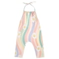 thumbnail image 2 of Girls' Jumpsuits Rompers Summer Casual Sleeveless Rompers With Pockets Spaghetti Strap Romper Pastel Rainbow Colors Pattern 2T, 2 of 7