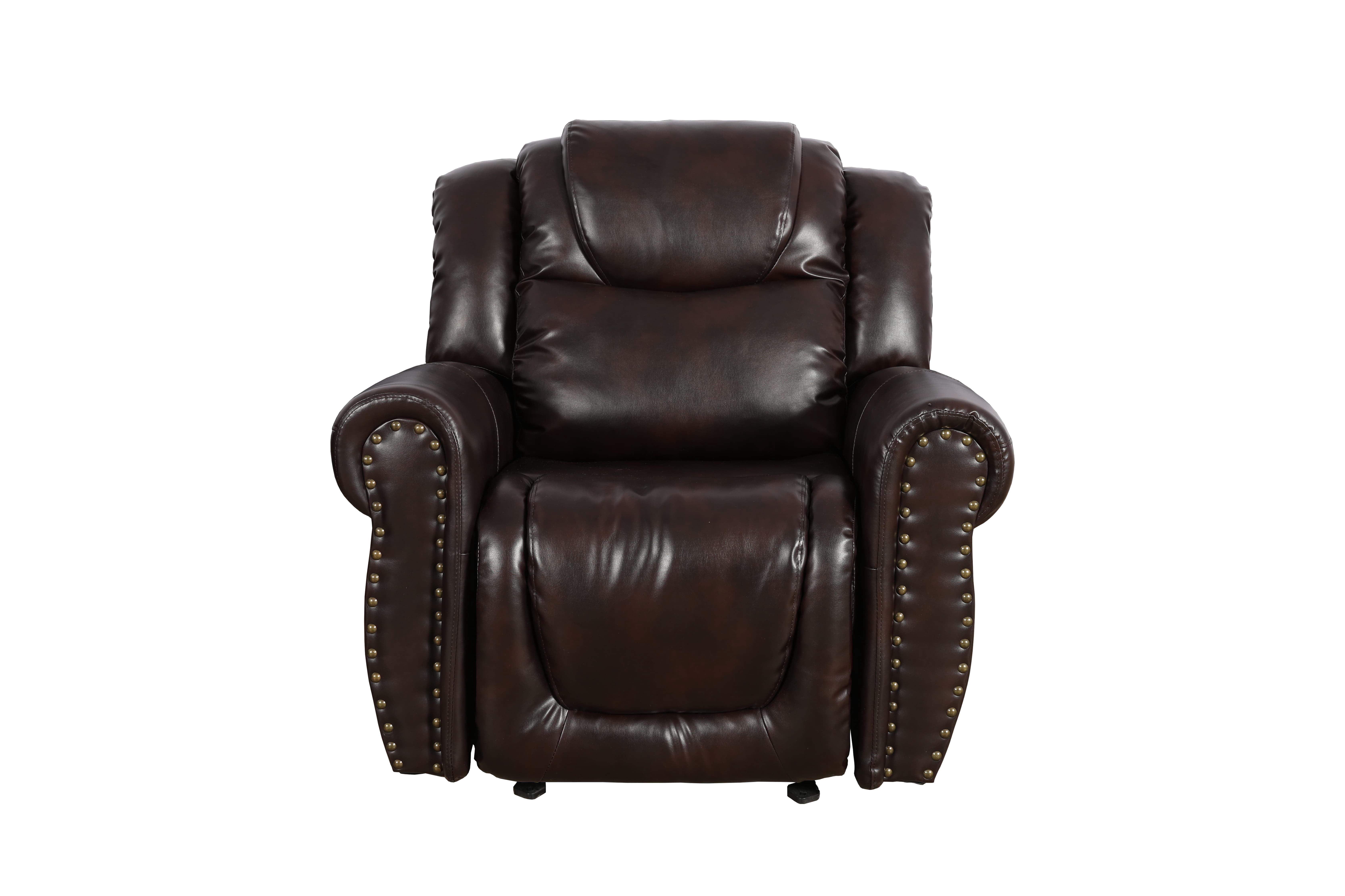 MAYEERTY Recliner Chair, Breathable Leather Reclining Chair with Adjustable Backrest for Living Room, Espresso