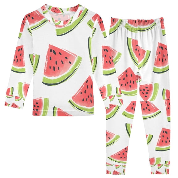FORMRS Long Sleeve Top and Pants Pajama Set for Niños 2-Piece Sleepwear, Sizes 18M-8Y, Cartoon Watermelon