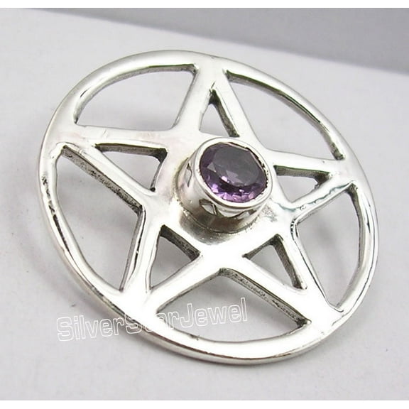 SilverStarJewel Sterling Silver Amethyst Pendant 1" Jewelry
