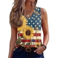 thumbnail image 2 of DORKASM Independence Day Freedom Tank Tops V Neck Patriotic American Flag Blouse Independence Sleeveless Usa Star Stripes T-Shirts Gift Liberty T Shirts Sky Blue M, 2 of 5