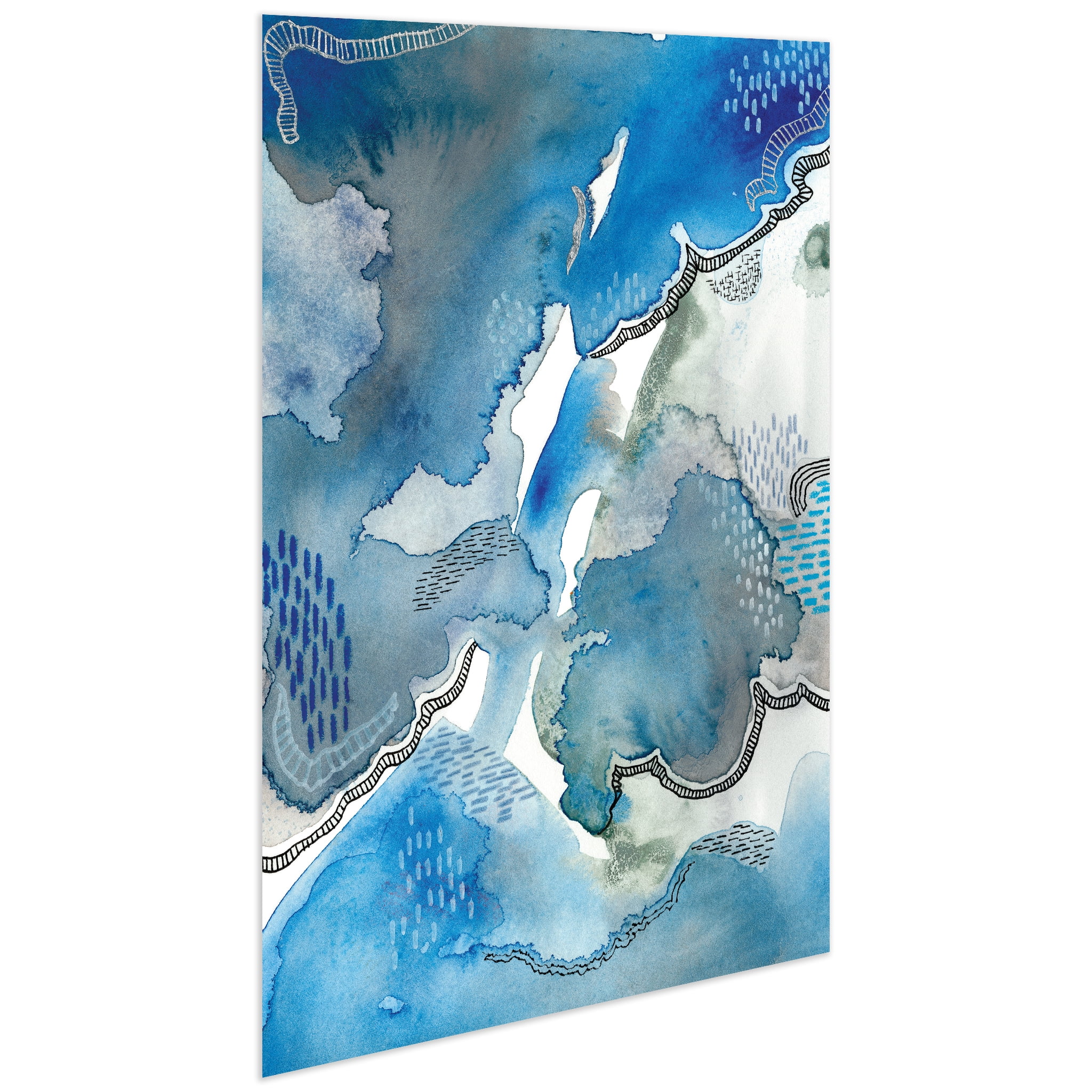 Empire Art Direct Subtle Blues I Frameless Free Floating Tempered Glass Panel Graphic Wall Art, 32" x 48" x 0.2", Ready to Hang
