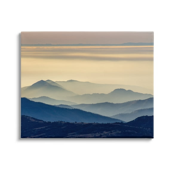 Stupell Industries Layered Foggy Mountain Range Warm Sunlit Rays Photograph Gallery Wrapped Canvas Print Wall Art, Design by Jeff Poe