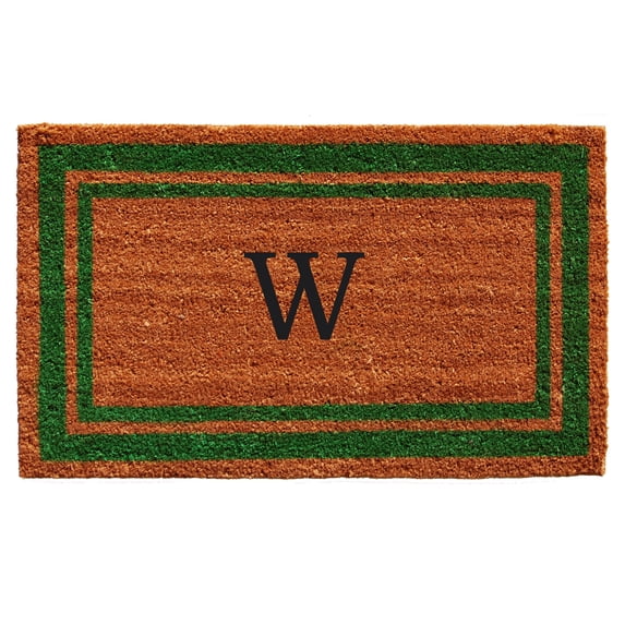 Momentum Mats Green Border Monogram Doormat (1'6 x 2'6)