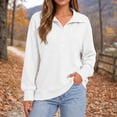 thumbnail image 6 of OunisaWomen's Henley Collar Sweatshirt, Long Sleeve Loose Casual Pullover, 6 of 8