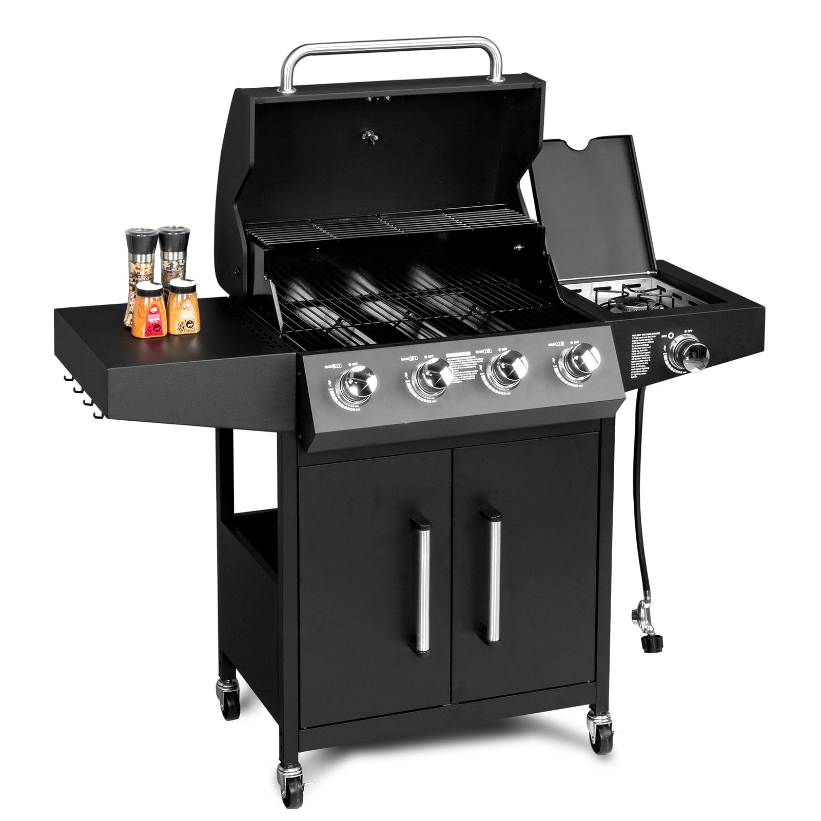 GoDecor Outdoor BBQ Propane Gas Grill for Barbecue Cooking 4 Burners with Side Burner,Patio Picnic Backyard, Outdoor Party,58000BTU