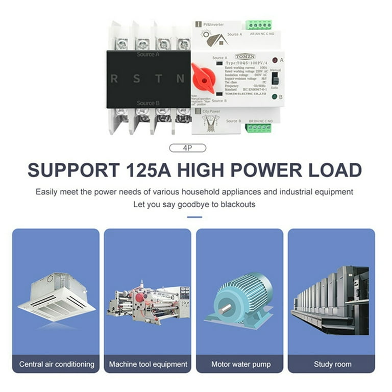 Din Rail ATS PV Solar Inverter Dual Power selettore di