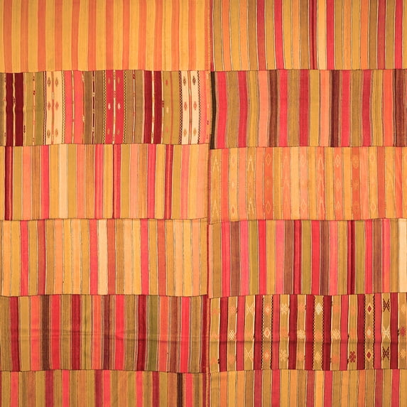Ahgly Company Indoor Square Southwestern Orange Country Area Rugs, 8' Square