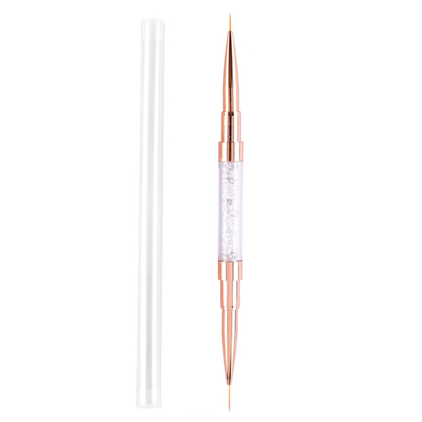 Bienvenido Juego de pinceles acrílicos de doble punta para decoración de uñas - Pinceles para uñas Cepillo redondo ovalado para constructor de gel Herramientas para decoración de uñas