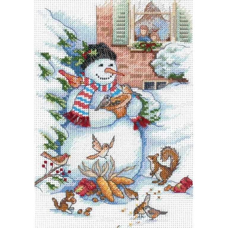 dimensions-gold-collection-petite-snowman-and-friends-counted-cross-stitch-kit-5-x-7-walmart-com