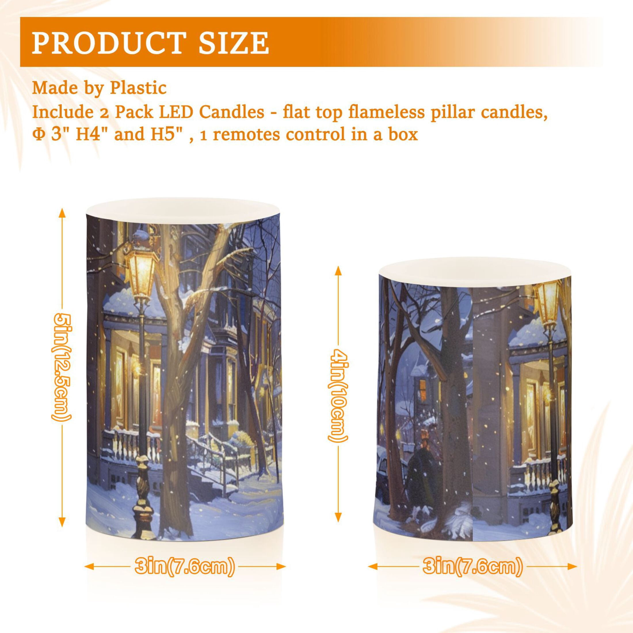 Snow Scene Flameless Candles&nbsp;LED Lights Battery Operated Candles with Remote and Timers Flicker Lights Votive Set of 2