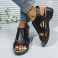 thumbnail image 3 of Sandals for Women 2026 Women's Plus Size Fashion Retro Open Toe Round Toe Wedge Beach Sandals, 3 of 7