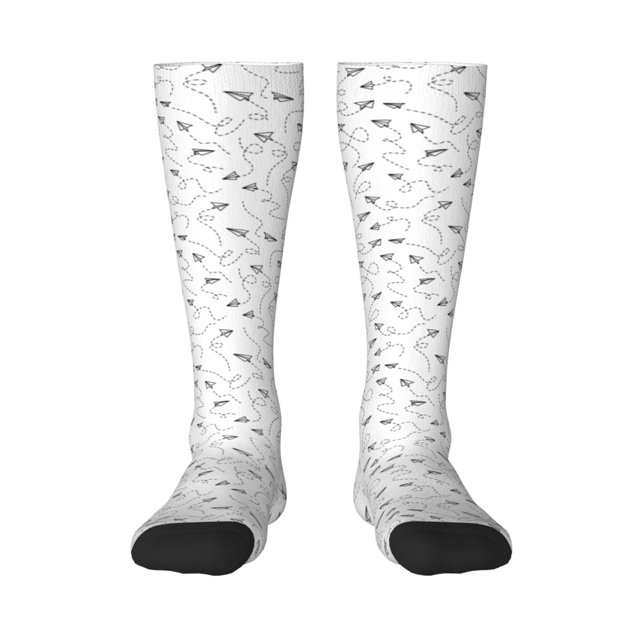 Fotbe Airplane Calcetas Divertidas Estampadas para Hombre y Mujer, Calcetas de Algodón hasta la Rodilla para Caminar, Correr, Enfermería y Embarazo