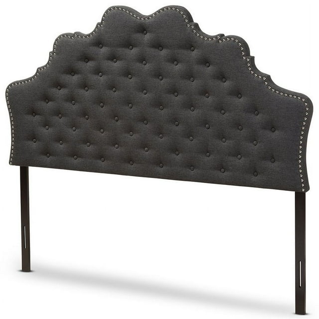 Bowery Hill Modern Fabric Tufted King Panel Headboard in Dark Gray