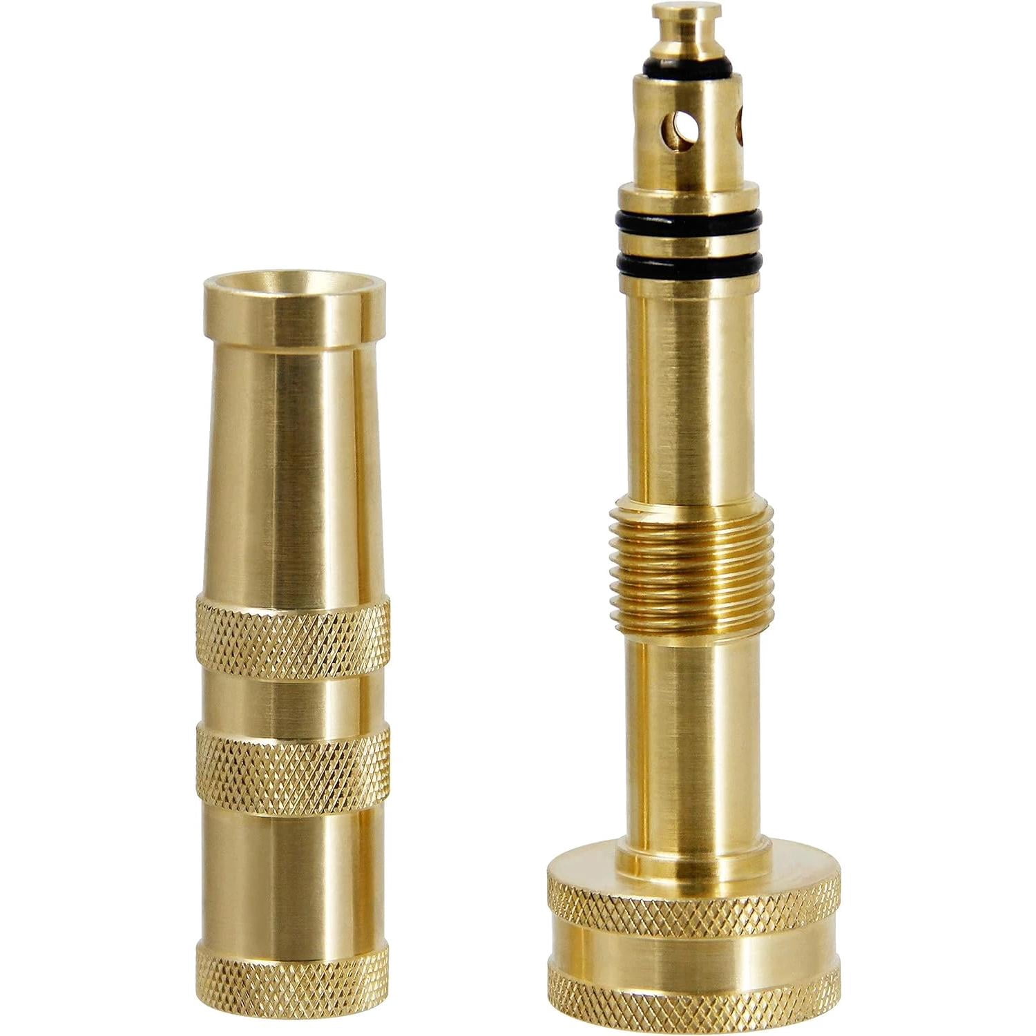 Brass Hose Nozzle, Heavy-Duty Brass Adjustable Twist Hose Nozzle, 2 Pack (4")