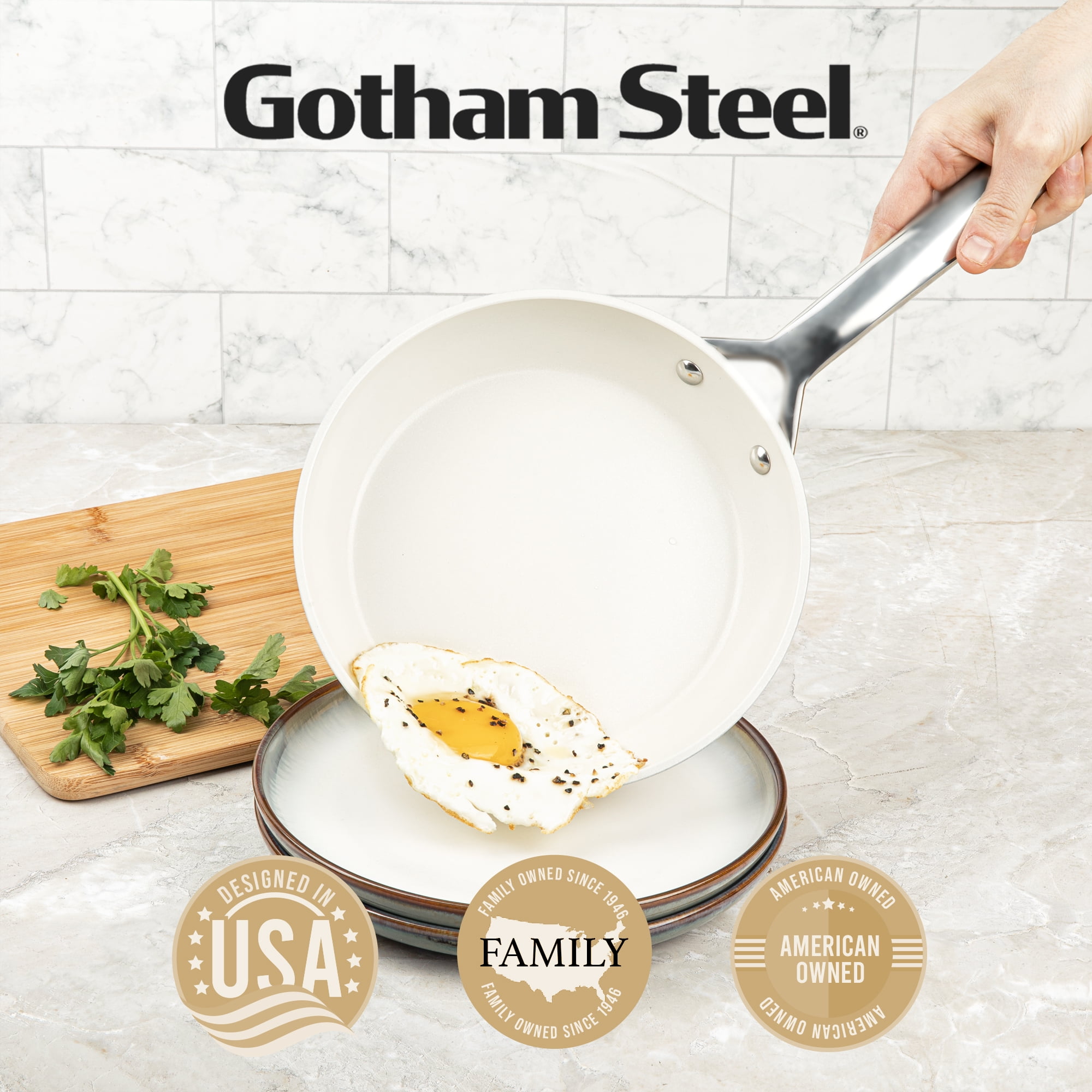 Gotham Steel Pro 13 Pc Ceramic Pots and Pans Set Non Stick, Ceramic Cookware Set, Induction Ready Pot and Pan Set, Forged Aluminum Construction, Dishwasher Safe, Natural Collection