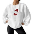 thumbnail image 2 of WXLWZYWL Merry Christmas Sweatshirt for Women Long Sleeve Xmas Shirts Cute Santa Print Crewneck Holiday Pullover Tops, 2 of 4