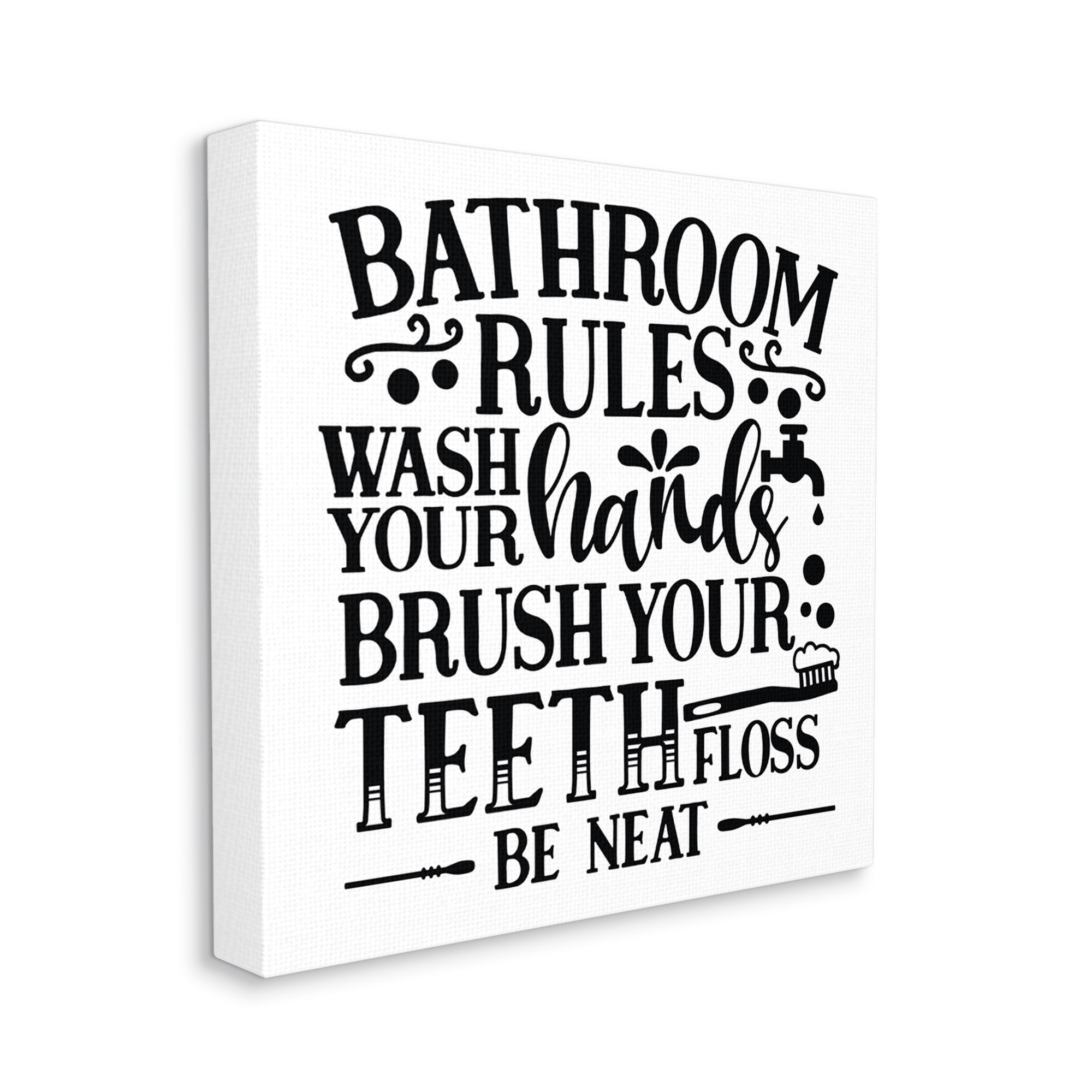 Stupell Industries Be Neat Bathroom Rules Abstract Painting Gallery Wrapped Canvas Print Wall Art, 24 x 24