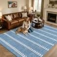 thumbnail image 2 of Large Area Rugs 8'x10', Blue Striped Carpet Runner Indoor Outdoor Rugs Home Decor Aesthetic, Retro Farmhouse Simple Lines Art Non Slip Mats Washable Accent Rug for Living Room Bedroom, 2 of 8