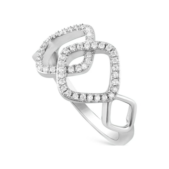 Sterling Silver Cz Interlocking Sqaure Ring for Women and Teens - Size 5