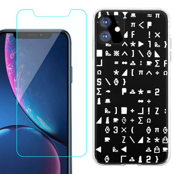 For Apple iPhone 11 Case , Slim-Fit TPU Protective Phone Case with Tempered Glass Screen Protector, by OneToughShield ® - Daily Symbol
