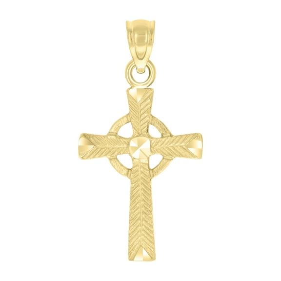 10kt Real Yellow Gold Unisex Textured Cross Religious Charm Pendant
