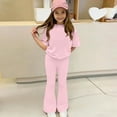 thumbnail image 7 of BVWKPCV Girls Clothes Tween Girl Outfits Trendy Short-Sleeve Top + Flared Pants Size 8-13 Years Old Pink 11-12Y, 7 of 7