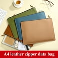 thumbnail image 3 of A4 Leather Zipper Bag in Multiple Colors Business Briefcase PU Document Bag for Professional Use, 3 of 9