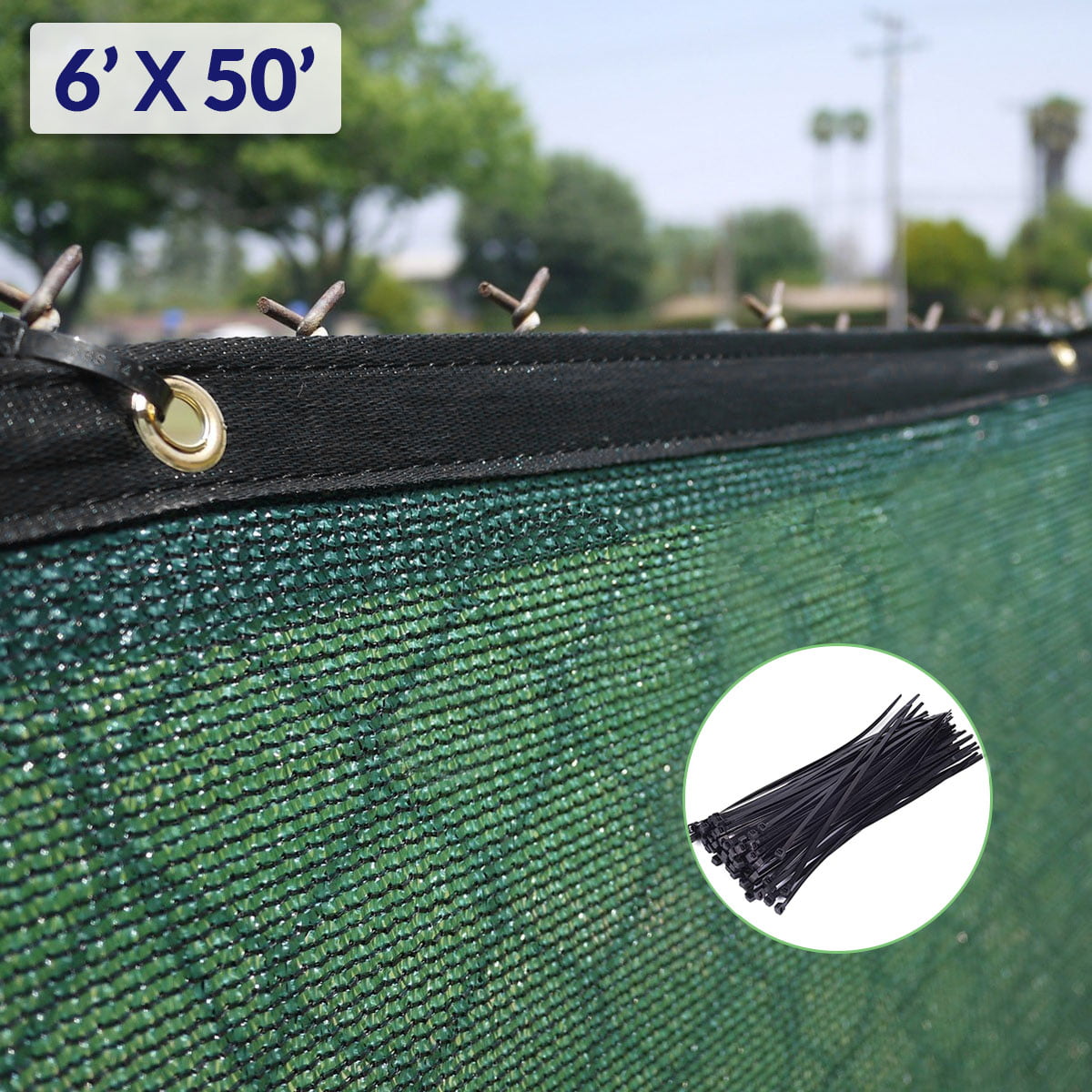 Shatex 95% Shade Fence Privacy Windscreen Black Ready-to-Tie Ropes for Garden 