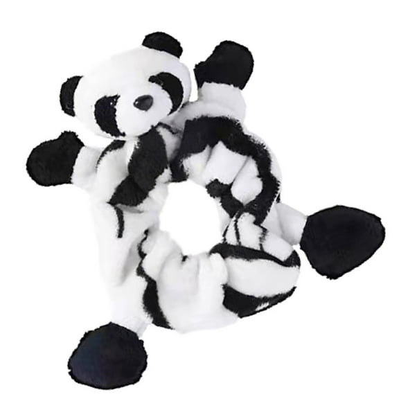 WRITWAA Plush Panda Hair Tie Elastic Ponytail Holder Band Comfortable Soft Hair Rope with Cute Design for Women Girls