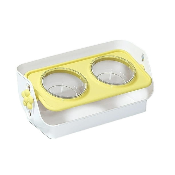 Comederos para perros y gatos, elevados y estables, 3 alturas ajustables para el cuello en interiores. Amarillo