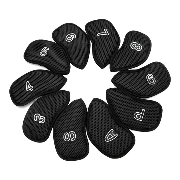 Juego de 10 fundas de malla para palos de golf negro
