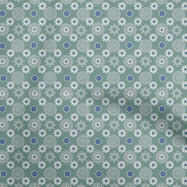 oneOone Rayon Dusty Teal Green Fabric Block Craft Projects Decor Fabric Printed By The Yard 56 Inch Wide