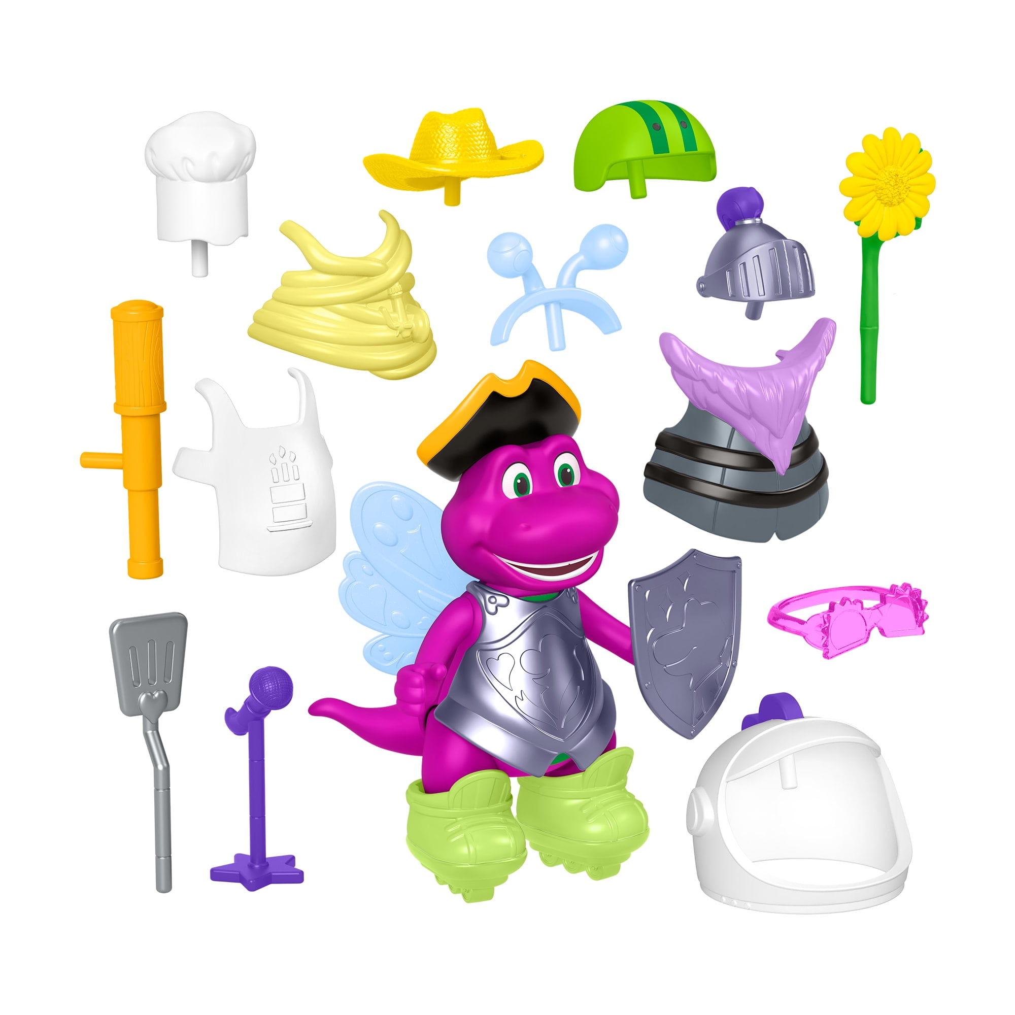Fisher-Price Barney’s World Dress Up Barney Set, 1 Figure & 20 Pieces - Walmart Exclusive, Ages 2Y+