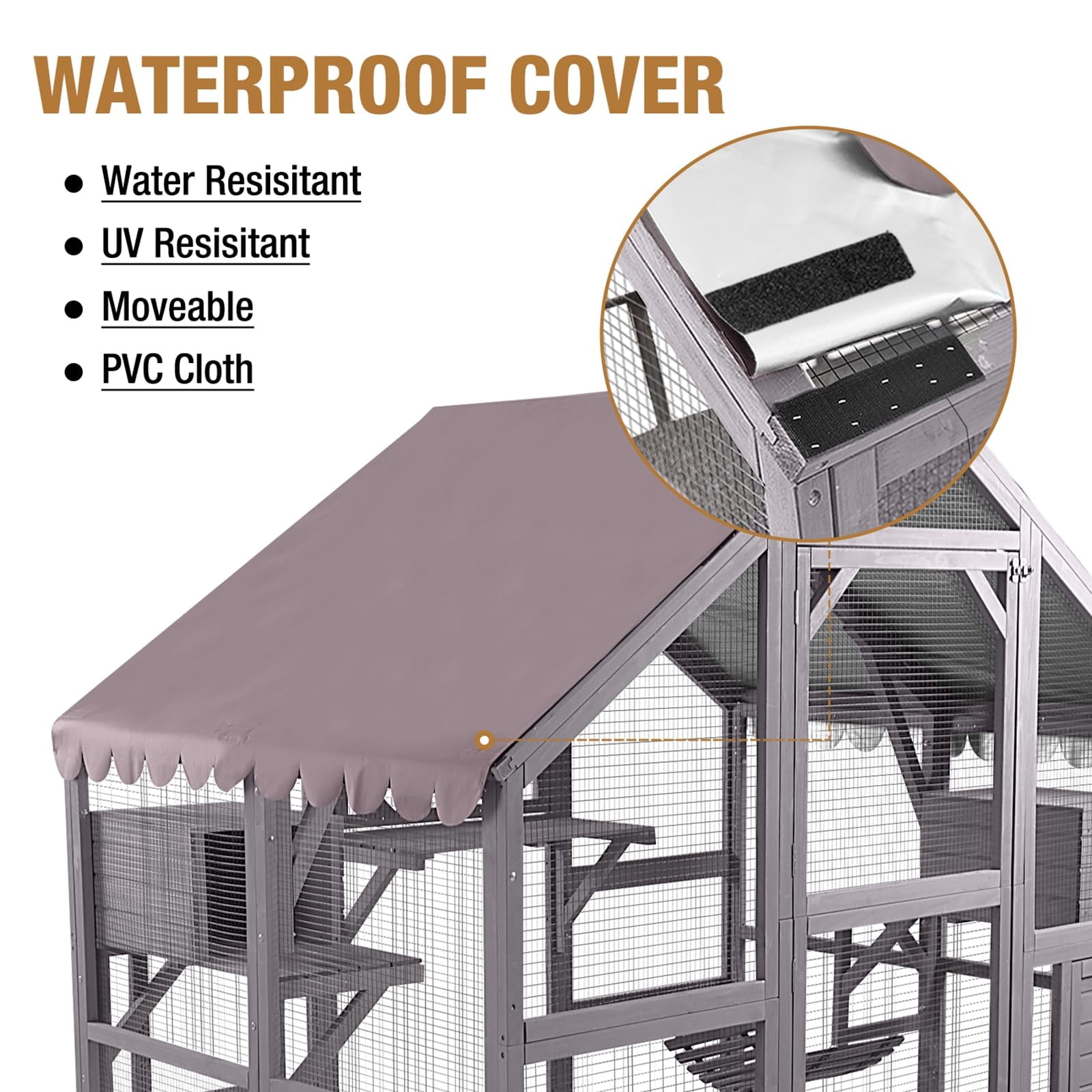 Aivituvin Cat House Outdoor Catio for Cat Enclosure Large Kitty Shelter with Waterproof Cover, Platforms,55" Kitty Playpen