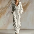 thumbnail image 2 of QQZ Wide Leg Hooded Jumpsuit For Women, Zip Front Elastic Waist Corduroy Casual Jumpsuit For Loungewear Vacation Daily Wear, 2 of 5